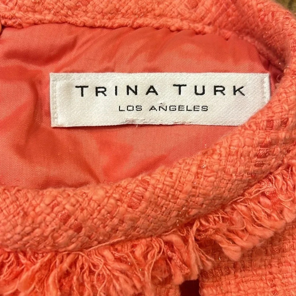 Trina Turk Tweed Sleeveless Dress Tangerine Size 2 - Picture 3 of 12